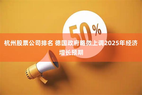 杭州股票公司排名 德国政府略微上调2025年经济增长预期